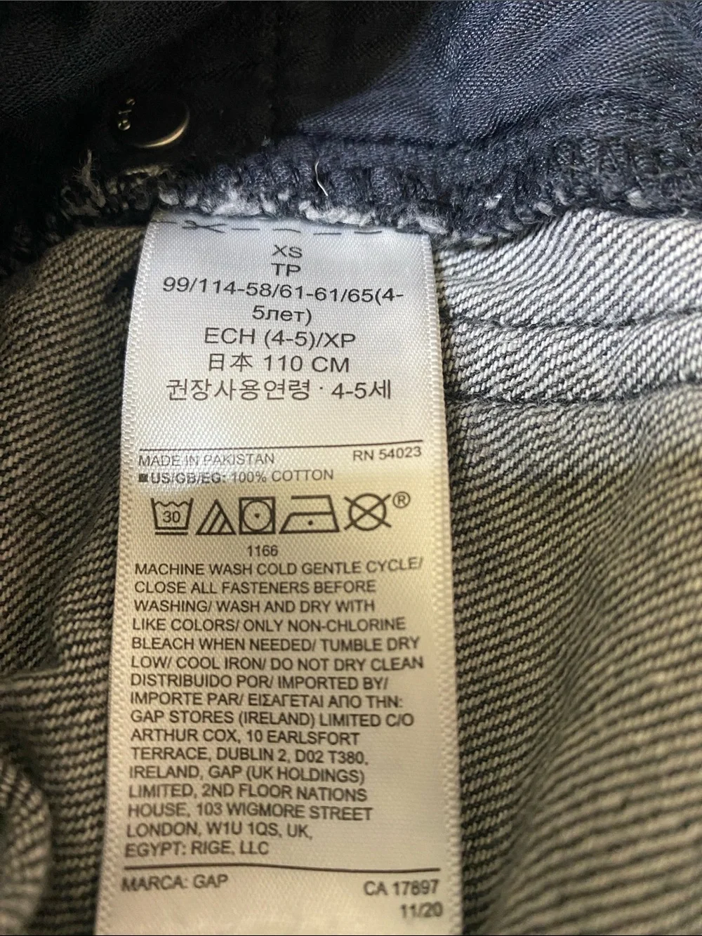 GAP Black Wash High Waist Jean Skirt Girls Size XS (4-5)